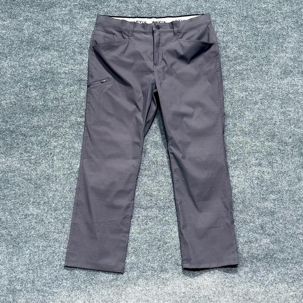 Orvis Pants Mens 38x28.5 Gray Stretch Performance Chino Water Repellent Travel